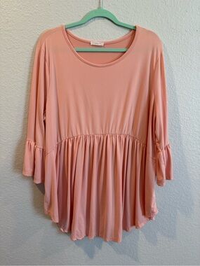 Women's Soft Pink Peplum Tunic Top